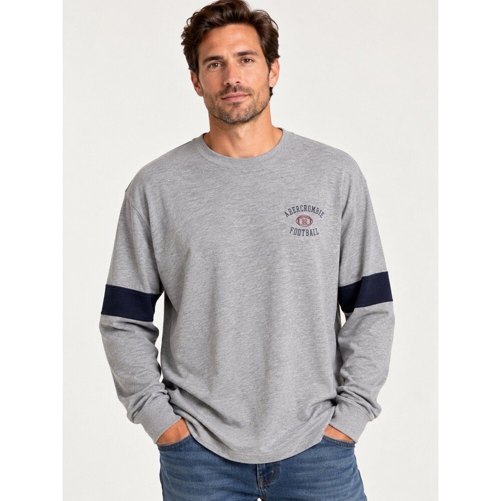 Vintage Abercrombie & Fitch Football 92 Shirt Men XL Gray Navy Long Sleeve